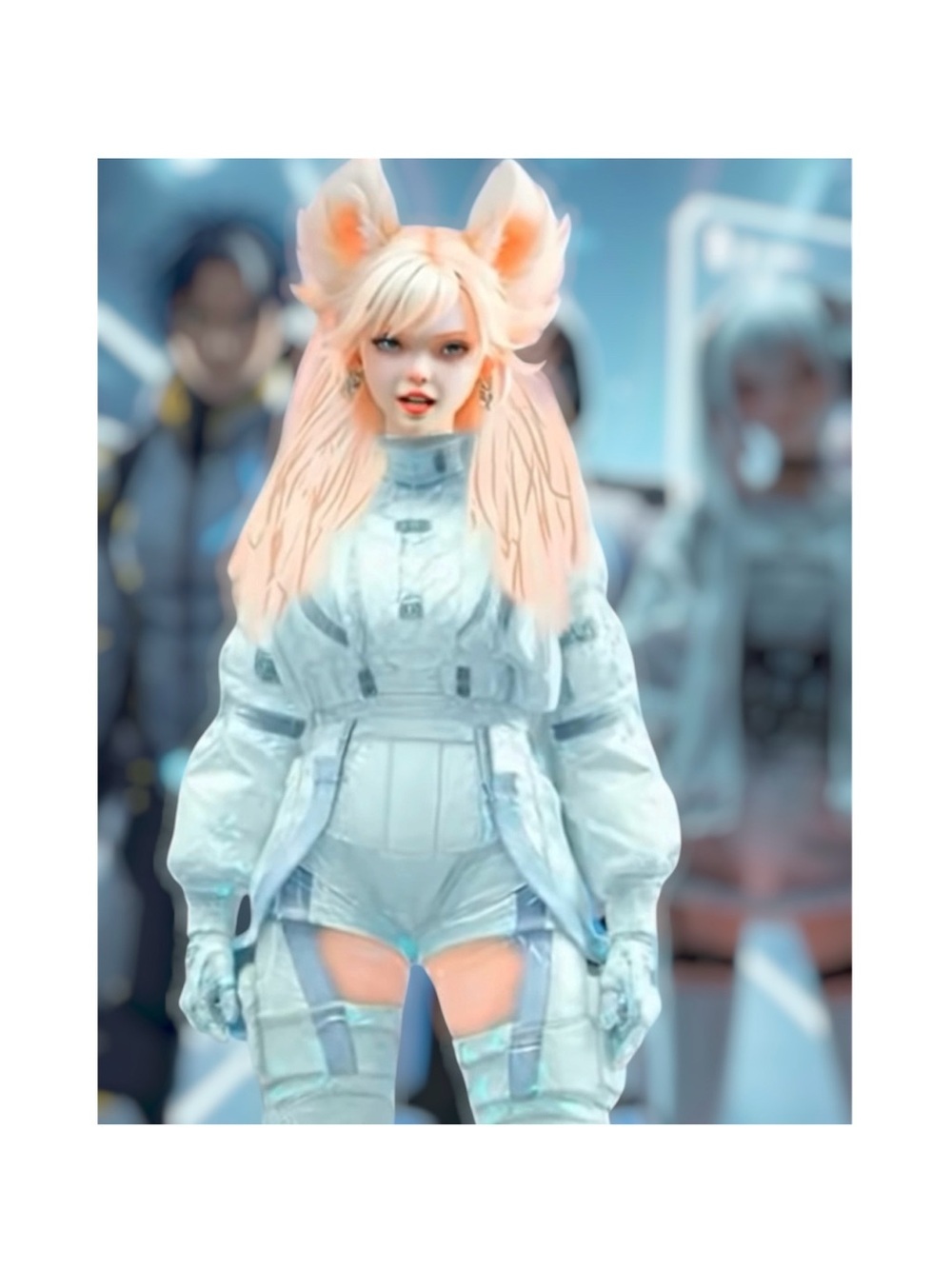 Fantasy Fox Girl Poster - Soft Peach Hair digital Wall Art